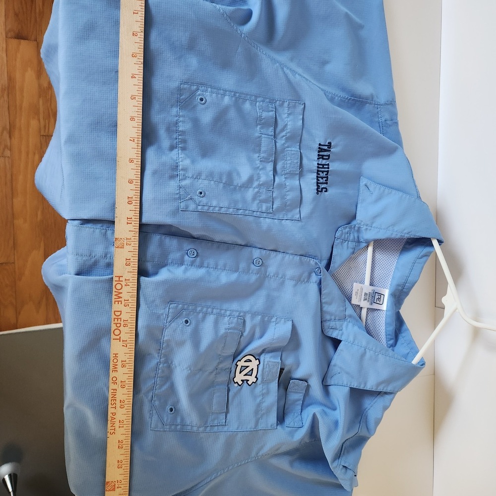 UNC Tar Heels Columbia-Style Fishing Shirt 2XL ProEdge Vented Light Blue - Picture 9 of 12